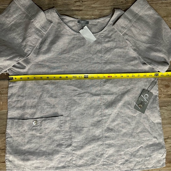 Habitat 41520 Pocket Pullover Top Linen Blend SZ XLarge Gull Lagenlook NWT - Picture 10 of 11